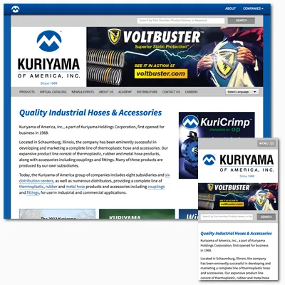 Kuriyama of America web site design and development