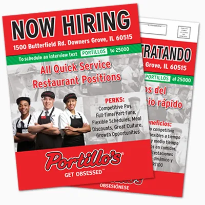 Portillo's bilingual EDDM mailer